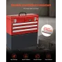 Metal Tool Box, 20.5-inch, Portable Metal Tool Box with 3 Drawers, Small Tool Chest with EVA Liners, Ball Bearing Slide Drawers 