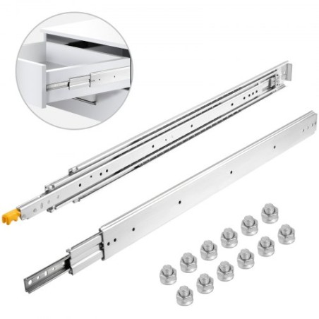 Heavy Duty Drawer Slides 28" Length, Locking Drawer Slides 500lbs Load Capacity Long Full Extension Drawer Slide 1 Pair Side