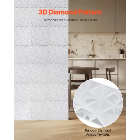3D vægpaneler 33-pack 11.81x11.81 '' PVC 32 sq.ft dækning