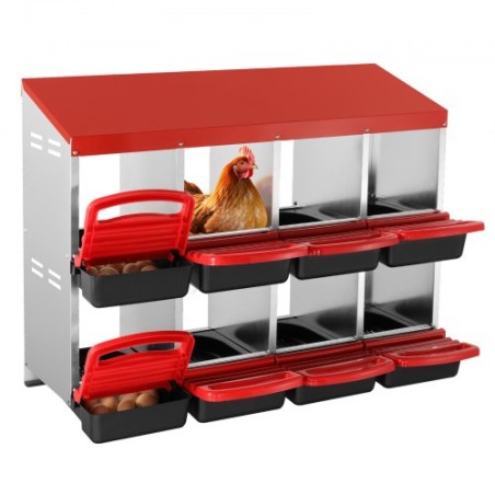 8-Compartment Chicken Nest Box Metal Box with Inclined Nesting Boxes