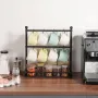 Coffee Mug Holder for Countertop, 16 Hooks Coffee Cup Holder with Storage Base, 2 Tier Mugs Tree Rack Carbon Steel Mug Display S