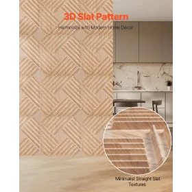 3D Slat vægpaneler 12-Pack 19,7x19,7 '' PVC 32 sq.ft dækning