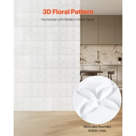 3D Wall Panels 33-Pack 11.81x11.81'' PVC 32 Sq.Ft Coverage Floral White