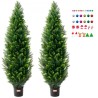 2 Pack 5 'Artificial Cedar Topiary Tree Faux Plant UV Decor in/Outdoor