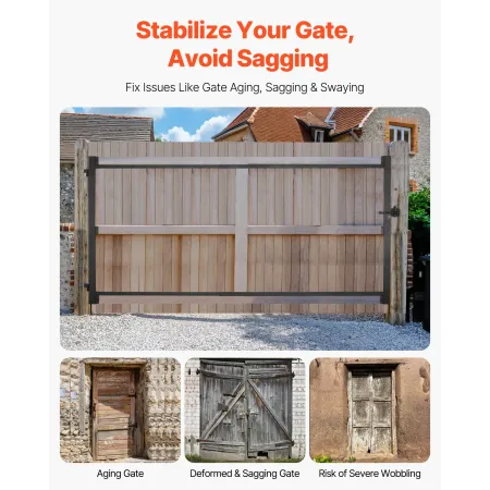 Gate Building Kit, Fits 60 to 96 in Wide Openings, Up from 4 to 5 ft High Fence, Adjustable Gate Building Kit, Anti Sag Full Gat