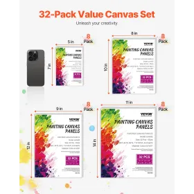 Lærredsplader til maleri 32 Pack multi-size blanke lærreder til