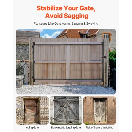 Gate Building Kit, Fits 40 to 72 in Wide Openings, Up from 4 to 5 ft High Fence, Adjustable Gate Building Kit, Anti Sag Full Gat