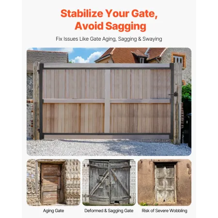 Gate Building Kit, Fits 60 to 96 in Wide Openings, Up from 6 to 7 ft High Fence, Adjustable Gate Building Kit, Anti Sag Full Gat