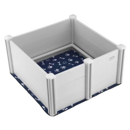 Dog Whelping Box 38.6x38.6x18.1in PVC with Rails Pee Pad for Dogs Puppies