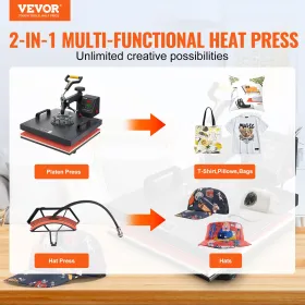 Heat Press Machine, 15x15inch / 38x38cm, 2IN1 Clamshell Sublimation Transfer Printer with Teflon Coating, Digital Precise Heat C