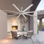 244 cm Ceiling Fan No Light, 6-Speed Remote Control, Aluminum 8-Blade, Reversible DC Motor, Modern Low Profile Flush Mount Fan f
