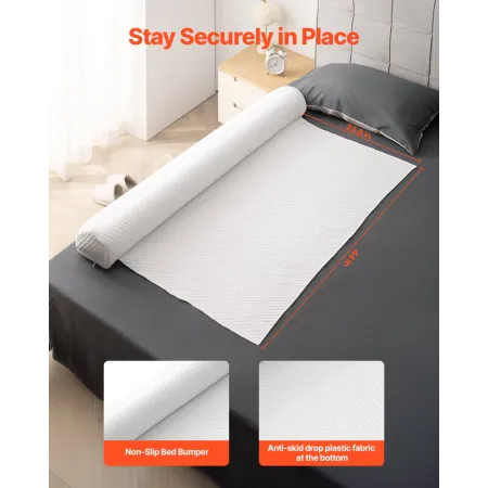 Bed Bumper for Toddlers, 52-inch Inflatable Bed Guard Rail with Safety Flap, 2-Pack Toddler Bedrail Bumpers with Non-Slip Bottom