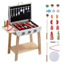 21 pcs Kids BBQ grill Playset Wooden Cooking Grill Toy Set Foregiver lyd