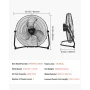 2 stk 20 tommer gulvfans 3 hastighed 360 ° Tilt high-hastighed
