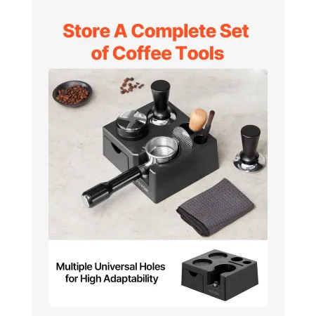 Espresso Tamping Station, ABS Material, 7-in-1 Multifunctional Tamping Station with Detachable Slot, Easy to Clean Espresso Knoc