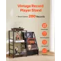 Record Player Stand with Charging Station & USB Ports, Holds up to 200 Albums, 3-Tier Turntable Stand with Vinyl Record Storage,