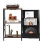 Record Player Stand with Charging Station & USB Ports, Holds up to 200 Albums, 3-Tier Turntable Stand with Vinyl Record Storage,