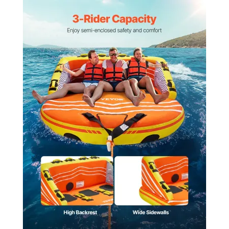 Towable-rør til sejlsport 1-3 ryttere oppustelige bådrør og
