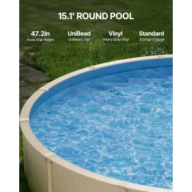 Rund poolliner 4,5 m Unibead poolliner 122 cm væghøjde ensfarvet