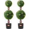 2 Pack 3' Artificial Boxwood Topiary Tree Faux Plant UV Decor In/Outdoor