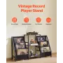 Record Player Stand, 3 Tiers Metal Vinyl Record Stand, Turntable Stand with Record Holder Vinyl Display Shelf, Wooden Record Hol