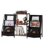 Record Player Stand, 3 Tiers Metal Vinyl Record Stand, Turntable Stand with Record Holder Vinyl Display Shelf, Wooden Record Hol