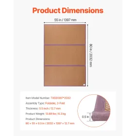 Japansk Tatami Mat 80 x 55 i sammenfoldelig naturlig rotting tatami madras