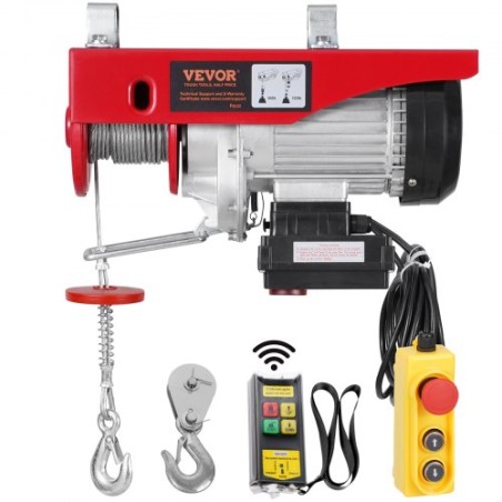 Electric Hoist Crane Winch 1320 lbs 328 ft Trådløs & 14 ft Kablet fjernbetjening