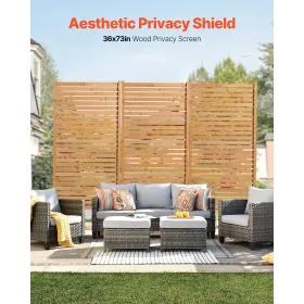 Wooden Privacy Screen 36" x 76" Freestanding Outdoor Privacy Screen