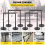 Crowd Control Stanchion, 8 Pieces Stanchion Set, with 6.6 ft/2 m Black Retractable Belt, Black Crowd Control Barrier with Concre