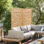 Wooden Privacy Screen, 36" W x 76" H Outdoor Privacy Screen, Freestanding Wood Privacy Panel with Stand, Decorative Patio Privac