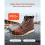 Steel Toe Work Boots, UK Size 10.5, Waterproof Moc Toe Work Boots for Men, Slip-Resistant Work Boot, Lightweight and Breathable 