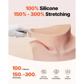 Silicone Breastplate C-Cup High Neck Fake Breasts for Cosplay Drag Queen