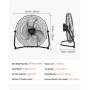 18 i gulvventilator 3-hastighed 360 ° Justerbar Tilt
