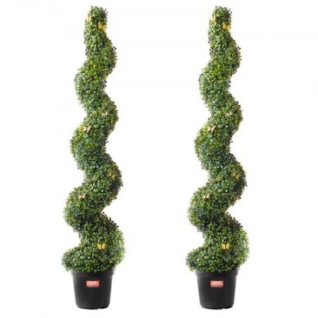 2 Pack 5' Artificial Boxwood Topiary Tree Faux Plant UV Decor In/Outdoor