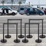 Crowd Control Stanchion, 8 Pieces Stanchion Set, with 6.6 ft/2 m Black Retractable Belt, Black Crowd Control Barrier with Concre