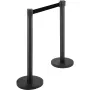 Crowd Control Stanchion, 8 Pieces Stanchion Set, with 6.6 ft/2 m Black Retractable Belt, Black Crowd Control Barrier with Concre