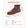 Steel Toe Work Boots, UK Size 7.5, Waterproof Moc Toe Work Boots for Men, Slip-Resistant Work Boot, Lightweight and Breathable E