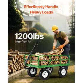 Stålhavevogn med kapacitet på 1200 kg, kraftig vogn med 13 tommer dæk