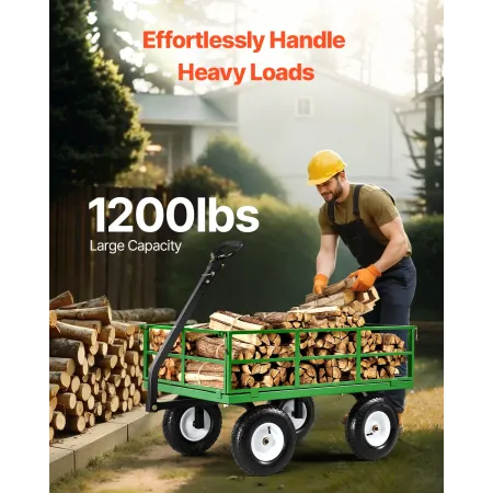 Stålhavevogn med kapacitet på 1200 kg, kraftig vogn med 13