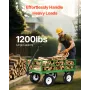 1200 Lbs Steel Garden Cart, Heavy Duty Pullable Garden Wagon Yard Cart, 2 in 1 Outdoor Metal Utility Wagon Yard Trailer with 13"