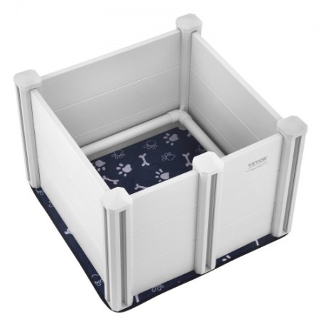Dog Whelping Box 28.3x28.3x18.1in PVC with Rails Pee Pad for Dogs Puppies