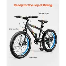 20 "Mountain Bike MTB Bicycle Shimano 7 Speed ​​Carbon Steel Dual Disc Brake