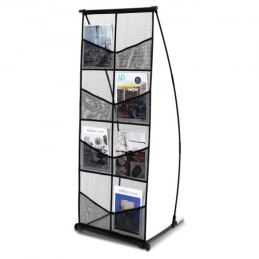 Brochure Display Stand 4-Tier 8 Pocket Mesh Literature Display Holder Rack