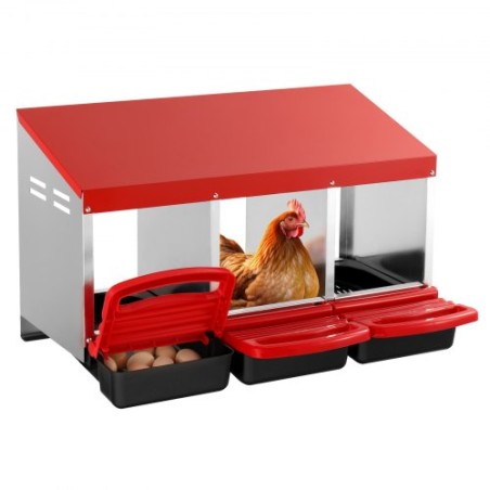 3-Compartment Chicken Nest Box Metal Box with Inclined Nesting Boxes