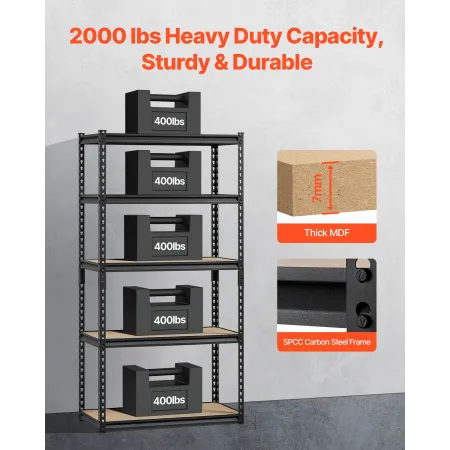 Opbevaringshylder 16 "D X 32" W X 62,8 "H 5-lags