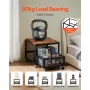 Mini Fridge Stand with Storage, 198 lbs Mini Fridge Table with Movable Storage Cart & Swivel Wheels, Beverage Refrigerator Stand