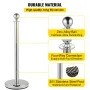 Crowd Control Stanchion, Set of 8 Pieces Stanchion Set, Stanchion Set with 5 ft/1.5 m Red Velvet Rope, Silver Crowd Control Barr