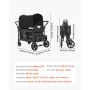 Wagon Stroller for 4 Kids, Push Pull Quad Collapsible Stroller with Adjustable Handle, Safety Harness & Removable Canopy, 4-Seat