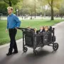 Wagon Stroller for 4 Kids, Push Pull Quad Collapsible Stroller with Adjustable Handle, Safety Harness & Removable Canopy, 4-Seat